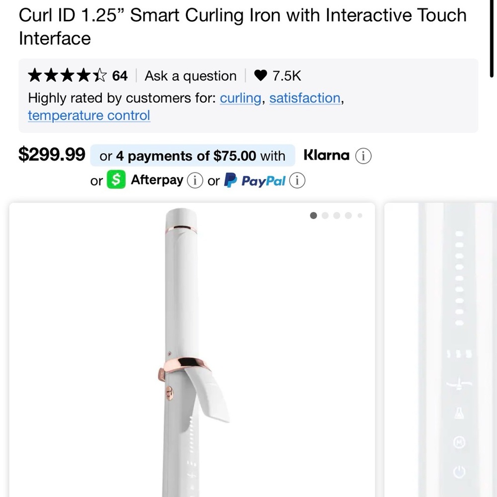 T3 White and Rose Gold 1.25" Curl ID Smart Curling Iron